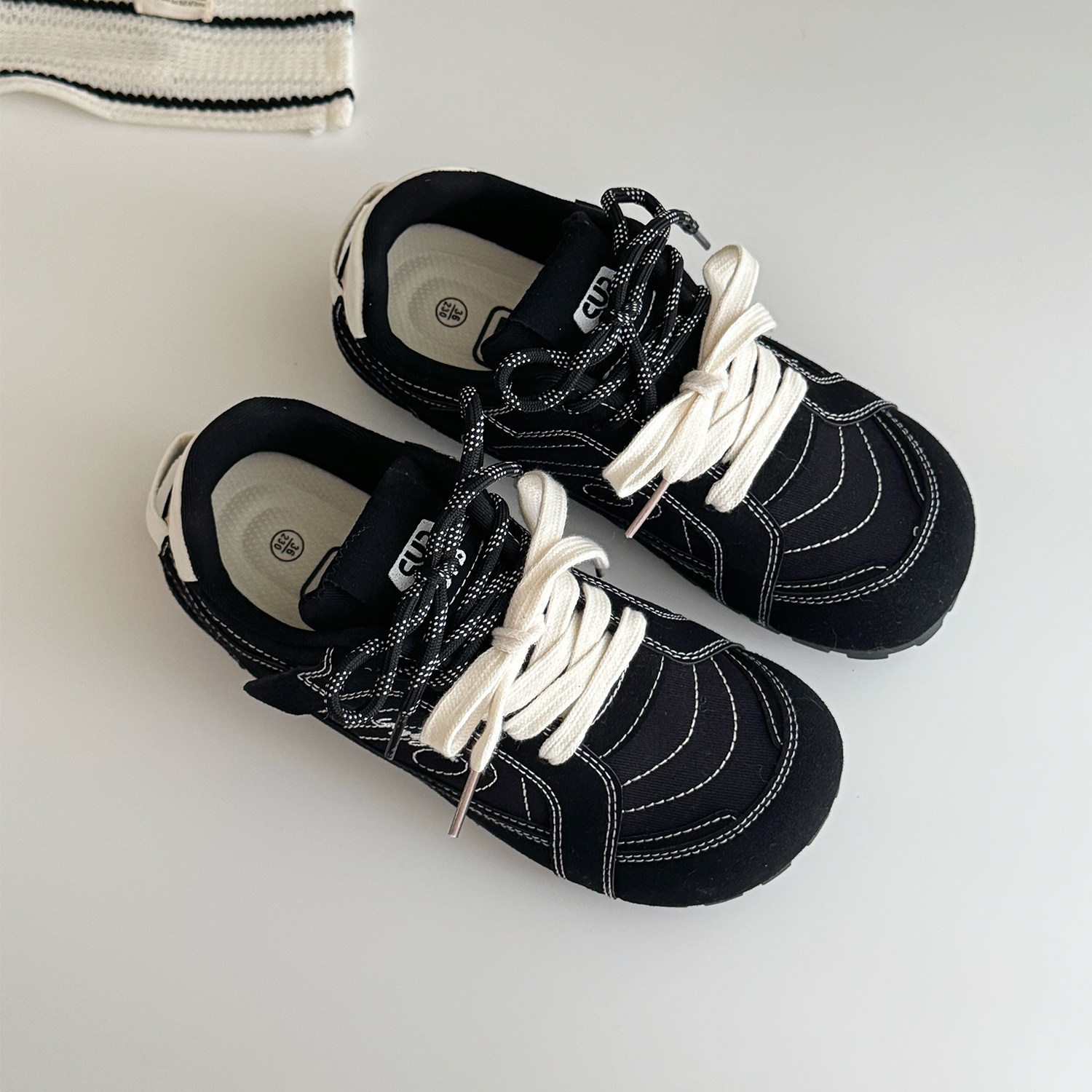 荔枝公园黑色德训鞋子女2025新款软底百搭板鞋复古鞋子透气休闲鞋,淘宝优惠券,粉丝福利购,淘宝优惠卷