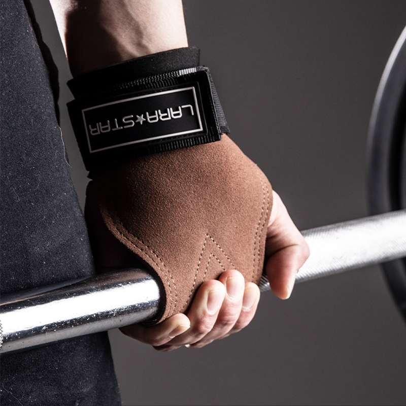 劳拉牛皮硬拉助力带健身护掌护腕手套女单杠引体向上防滑握力带男 - 图2