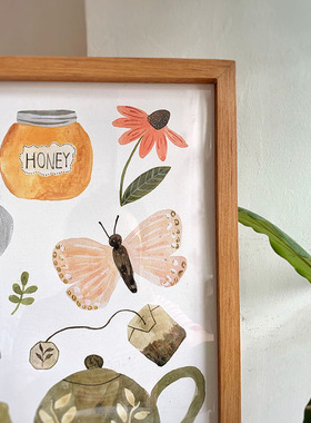 honey治愈草莓抽象风柚木画抽象