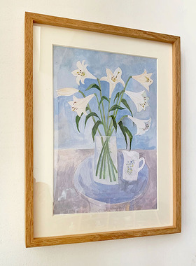 里奇画客厅日式小清新花卉实木画