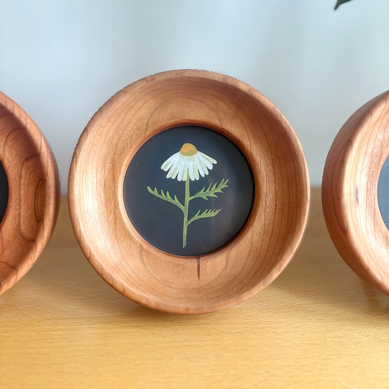 樱桃木实木圆框迷你摆台挂画卧室书房壁画中古风圆形装饰画相框,淘宝优惠券,粉丝福利购,淘宝优惠卷