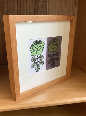 玫瑰花北欧原木风有框画