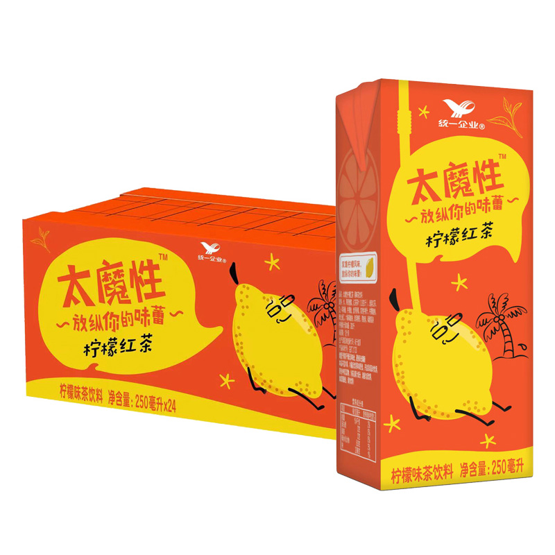 统一太魔性柠檬饮料网红茶经典柠檬茶风味饮料250ml*24盒饮料整箱-图3