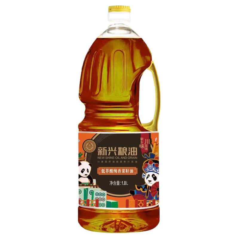 新兴粮油非转基因浓香菜籽油1.8L物理压榨低芥酸食用油家庭小瓶装 - 图0