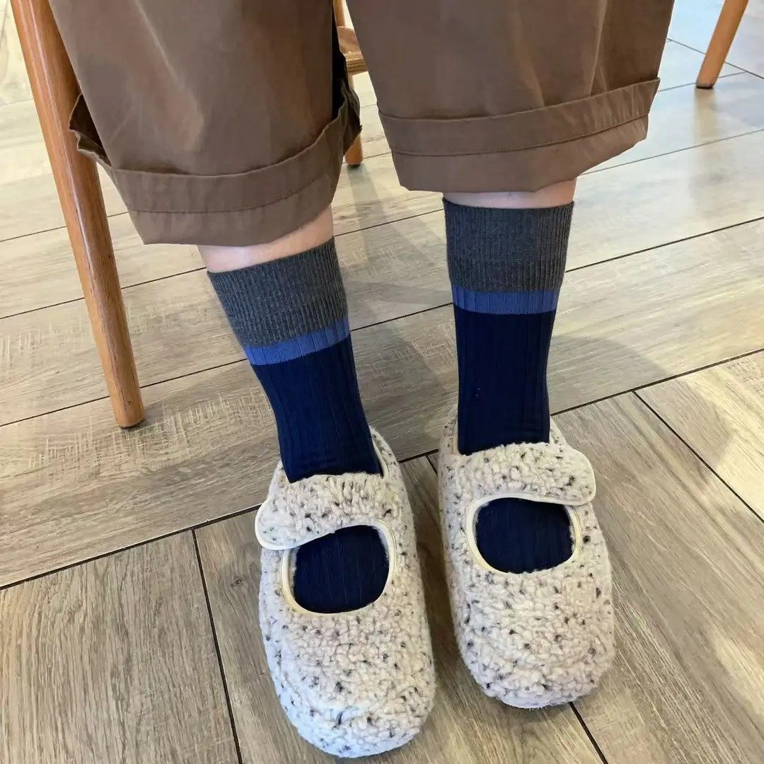 秋冬季女袜子韩系长筒堆堆袜日系复古撞色条纹中筒袜,淘宝优惠券,粉丝福利购,淘宝优惠卷