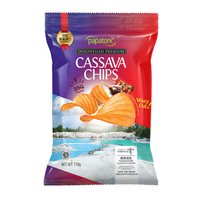 Papatong wavy cassava chips imported from Indonesia