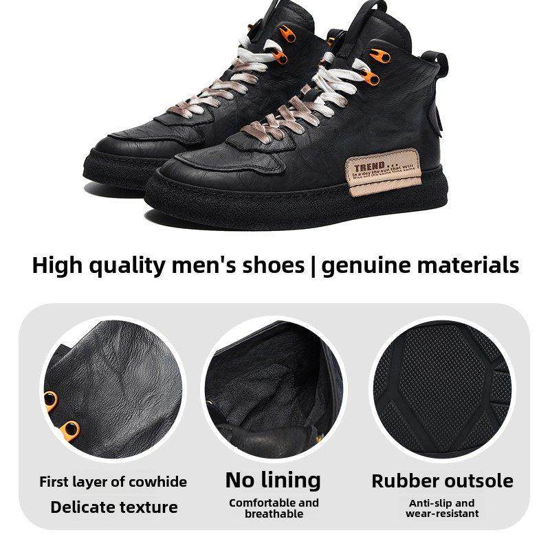 RHOTEM男士高端品牌高帮板鞋潮流设计感冬季加绒中帮牛皮马丁靴男,淘宝优惠券,粉丝福利购,淘宝优惠卷