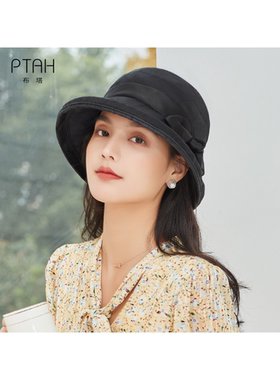 布塔夏日时尚真丝遮阳帽女防紫外线凉帽防晒可折叠妈妈帽子太阳帽