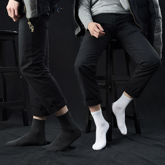 Men's Socks Spring and Autumn Mid-calf Socks Pure Cotton Deodorant