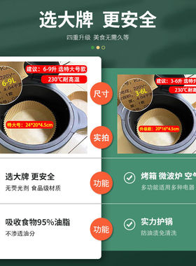 空气炸锅专用纸盘烧烤纸托食物垫纸加厚吸油纸圆形烘培箱家用烤肉