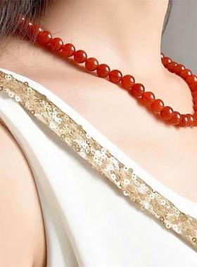 巴西红玛瑙项链女百搭高级小众choker显白串珠锁骨链颈链送礼佳品