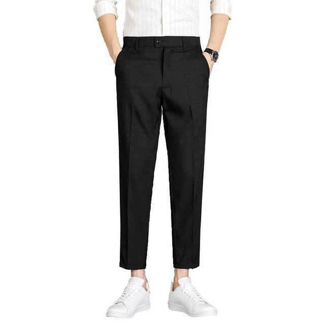 MLBITNY small suit pants for men's spring/summer business dress, high-end sense suit pants, straight tube loose black casual 9-point