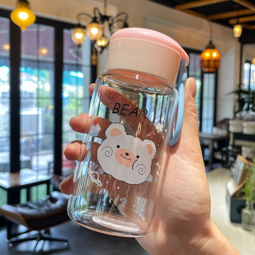 小巧便携玻璃水杯女士专用高颜值耐高温玻璃杯办公室泡茶杯子ins - 图2