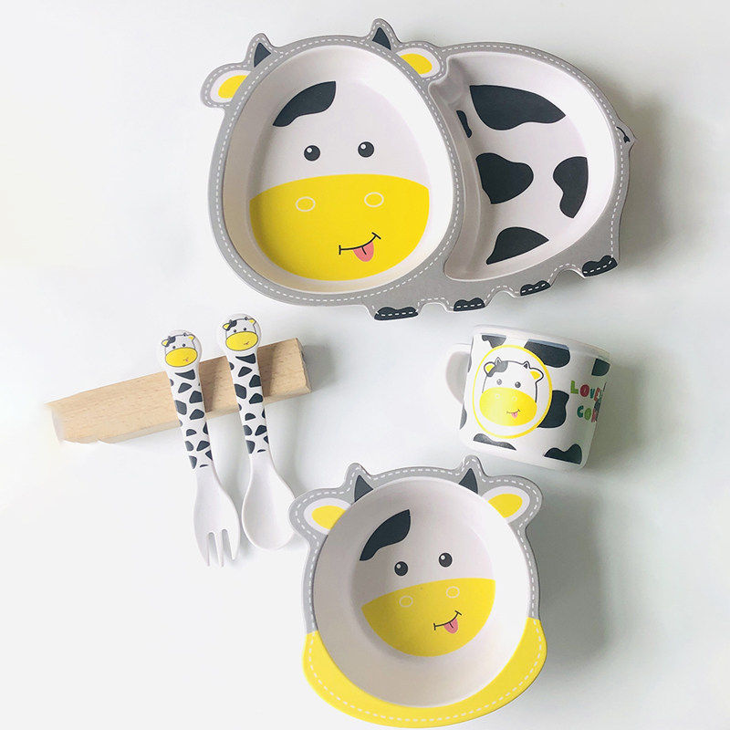 儿童餐盘分格卡通可爱宝宝家用吃饭辅食碗勺子竹纤维婴儿餐具套装,淘宝优惠券,粉丝福利购,淘宝优惠卷