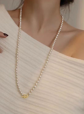 法式轻奢长款珍珠毛衣链米粒巴洛克珍珠项链女叠戴新款锁骨链吊坠