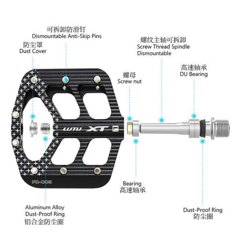 自行车脚踏自润轴承密封培林铝合金大脚蹬CNC山地车公路车脚踏板 - 图1
