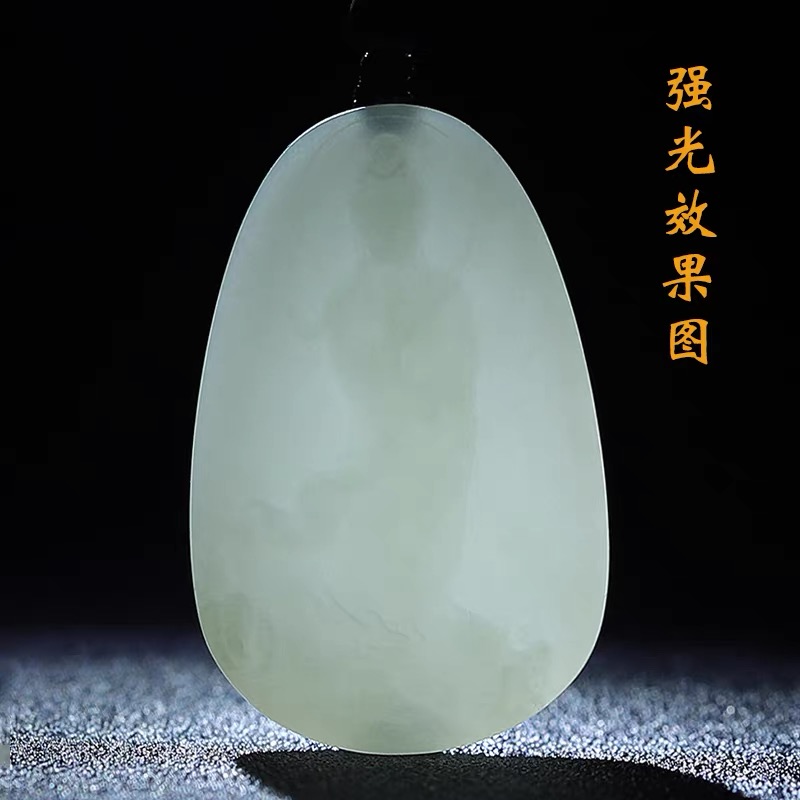 新疆和田市方解石玉乘龙观音菩萨吊坠男士挂件玉石玉坠项链玉佩 - 图1
