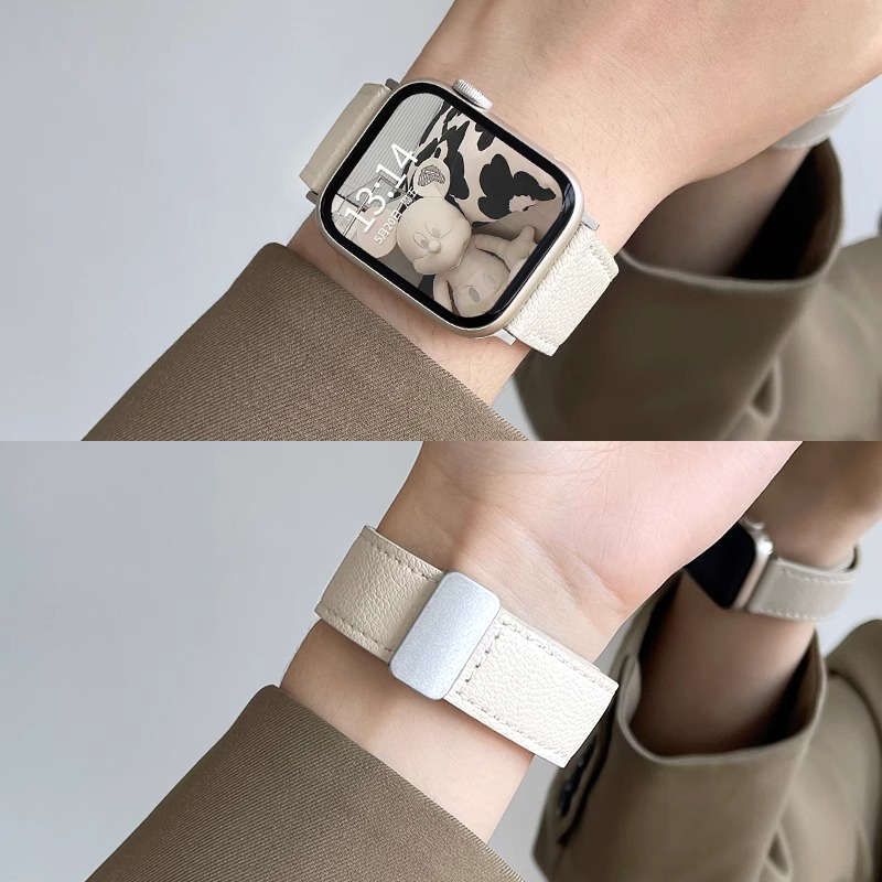 适用iwatchs8表带真皮s7磁吸扣s9苹果s6手表s5s4s3女生手表带小众applewatchs8高级感女款秋冬iphonewatchse2-图2