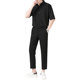 Summer ice silk suit Korean style student loose short-sleeved shirt handsome set with men's casual nine-point trousers