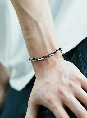 互扣式经典复古做旧双字母手链男女潮流百搭手饰情人节礼物