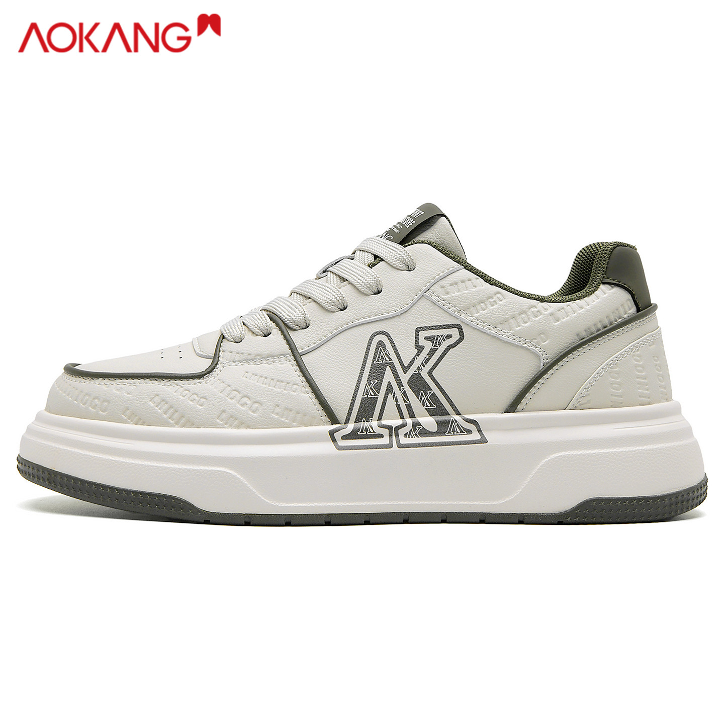 奥康印花板鞋男2025新款冬季正版空军aj一号男鞋潮流青少年熊猫鞋 - 图3