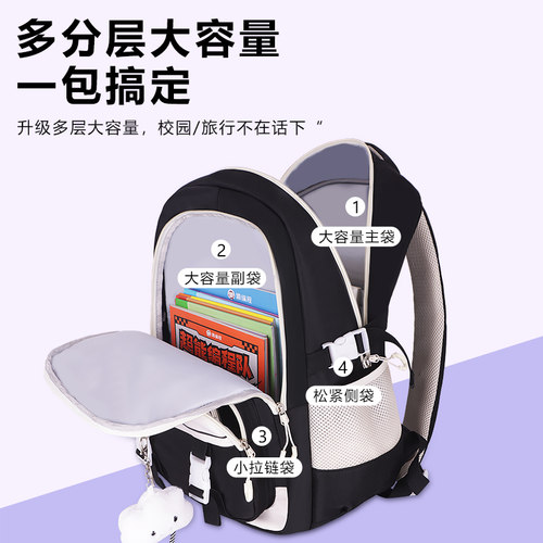 书包女生初中超大容量中学生小学生3-6年级减负双肩包防水拉杆 - 图2