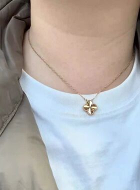 幸运草镭射项链高定品质18k金镭射白金镭射五花手链十花项链指戒