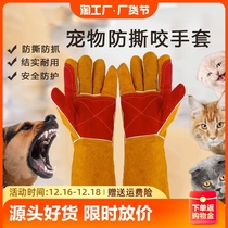 Anti-biting glove Anti-dog bite Anti-cat arrest dog training dog Pets training cow leather thickened anti-tear anti-bite lengthened section