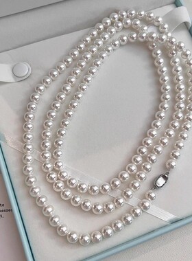 2026秋冬新款冷光澳白色人造珍珠项链长款多层叠戴毛衣链高级感