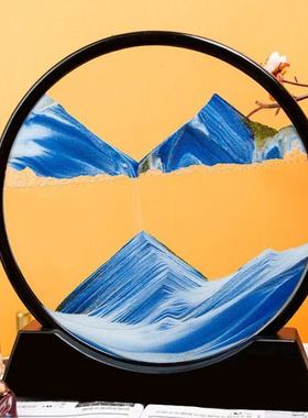 家居创意3d动态立体流沙画客厅办公室山水画装饰礼品流沙画摆件