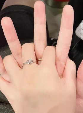 丽铭s925纯银爱心戒指女韩国简约钻石求婚表白钻戒结婚时尚指环