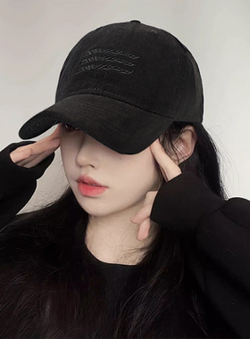 棒球帽子女款2026新款复古水洗防晒鸭舌帽韩版百搭大头围帽子女潮