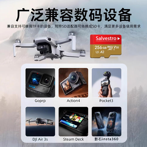 适用于大疆内存卡pocket3Action4/5Pro运动相机tf卡256G高速存储 - 图1