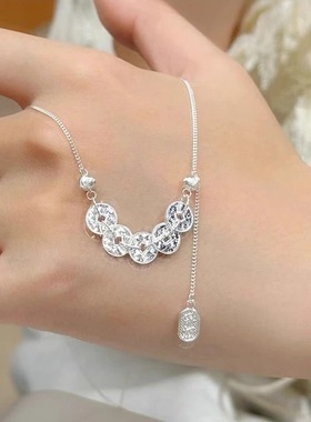 五帝钱币项链女新中式古法金色碎碎冰招财进宝吊坠锁骨链饰品黄金