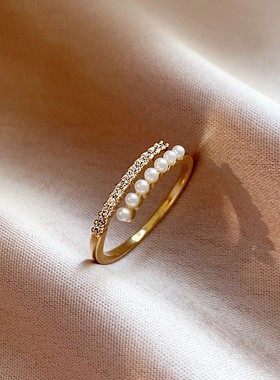 新款ins锆石开口戒指小众设计轻奢高级感指环简约气质百搭手饰女