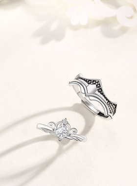 芷伊925公主与骑士纯银情侣戒指女士韩版简约小众设计感对戒礼物