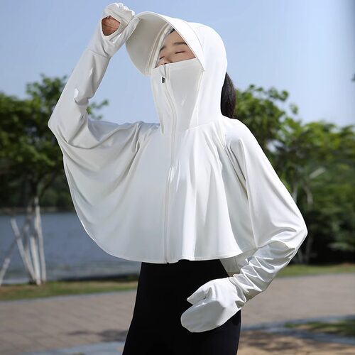防晒衣女款夏季2026新款冰丝原纱披肩外套女薄款防晒服女防紫外线 - 图3