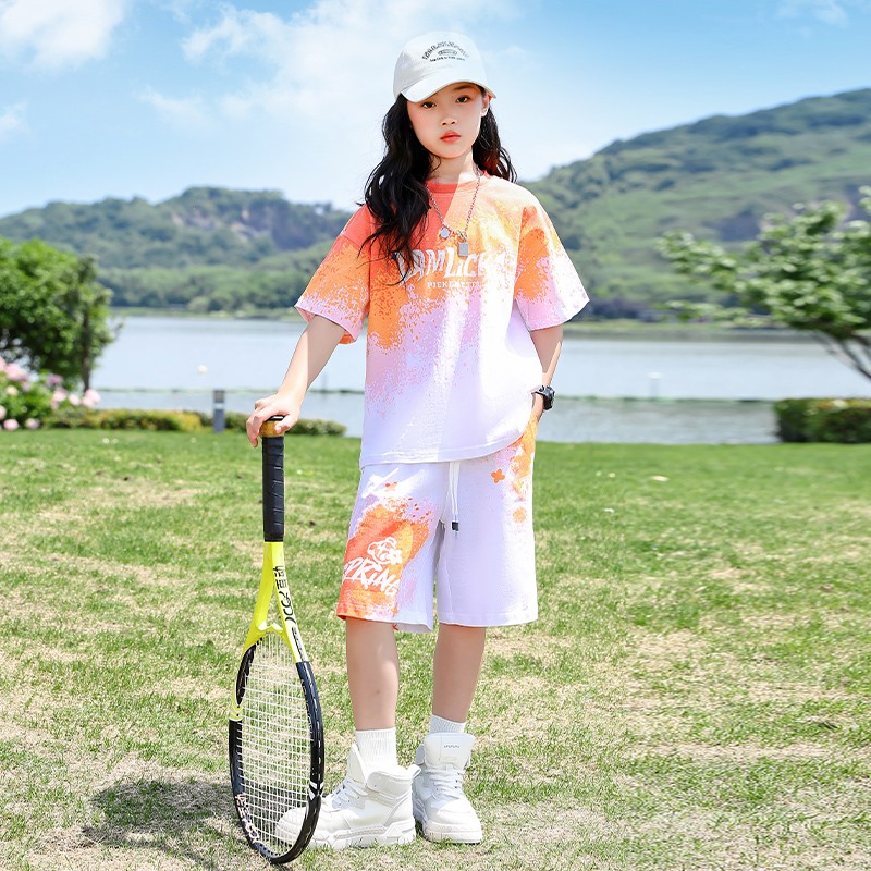 女童运动套装夏季2023新款儿童短裤短袖篮球服中大童时髦洋气夏装