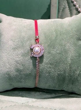 【新品】红运马蹄跳动的心项链女镀18K金本命年马上发财红绳手绳