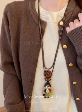 复古做旧蝴蝶结金属项链民族风波西米亚简约百搭长款圆环吊坠2025