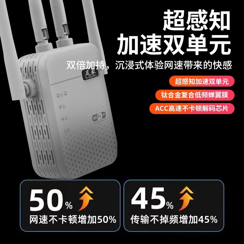 wifi信号放大器增强足象5g千兆家用扩展器2.4ghz加强wife中继器桥接路由器穿墙王接收无线网络扩大器全屋覆盖 - 图0