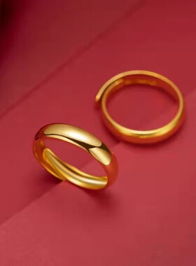 古法传承金色素圈光面戒