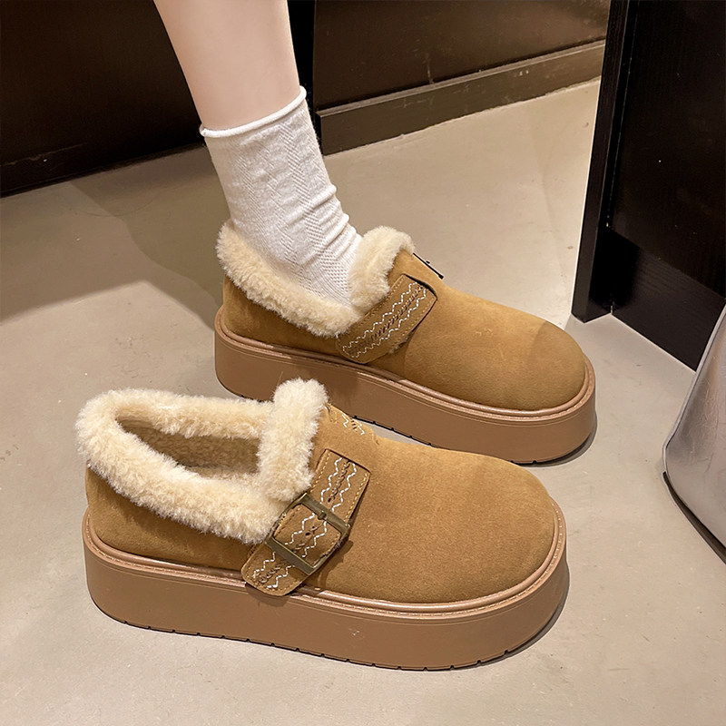 厚底加绒勃肯鞋女2025冬季新款爆款保暖雪地靴乐福鞋毛绒棉鞋平底,淘宝优惠券,粉丝福利购,淘宝优惠卷