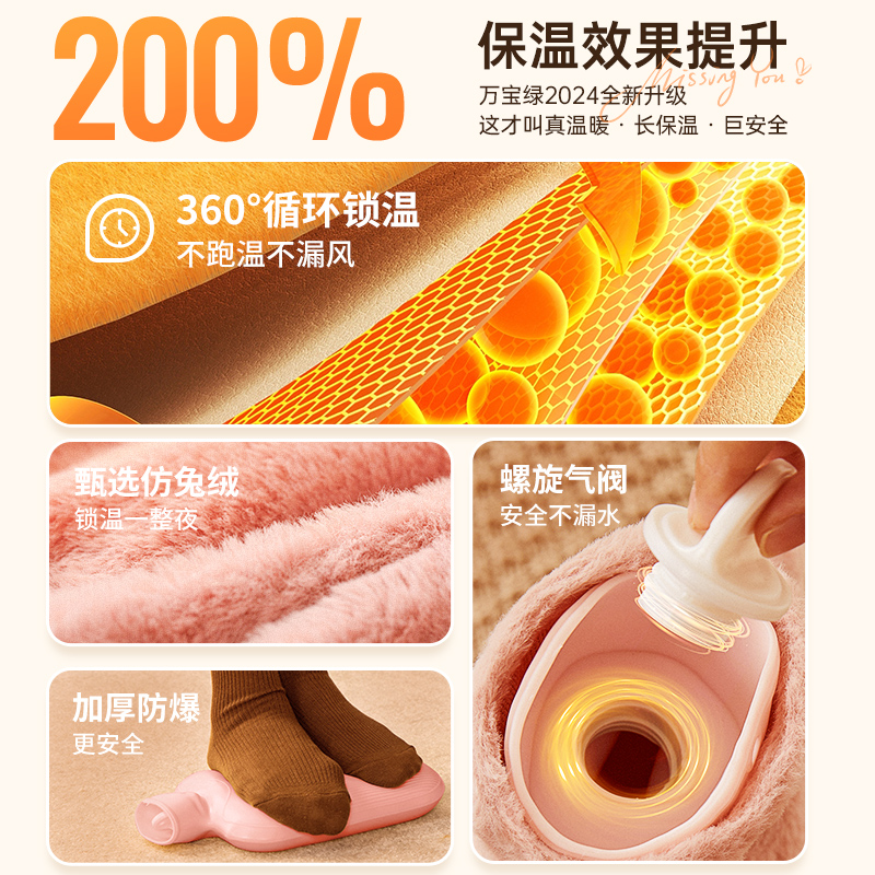 热水袋暖水袋注水式毛绒暖手宝暖脚被窝专用灌水硅胶暖手袋暖宝宝 - 图0