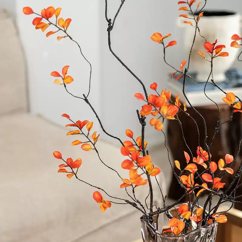 日式秋枫叶仿真花假花仿生绿植摆件客厅餐桌干枝干花插花装饰花艺 - 图0