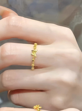黄金色甜美蝶恋轻痕蝴蝶戒指