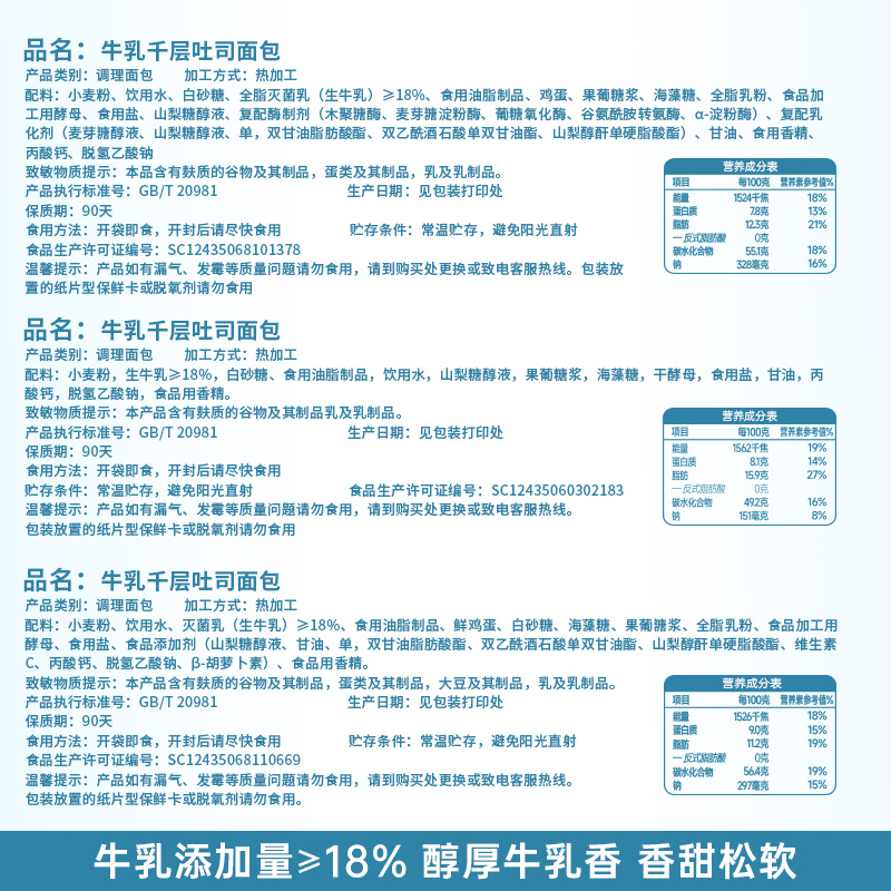 生牛乳千层魔方吐司手撕面包整箱早餐食品健康小零食休闲小吃牛奶 - 图2