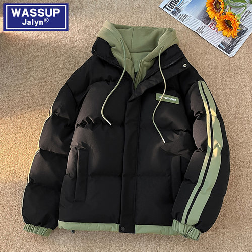 WASSUP JALYN加厚保暖棉服男女款冬季宽松面包服假两件青少年棉衣 - 图0