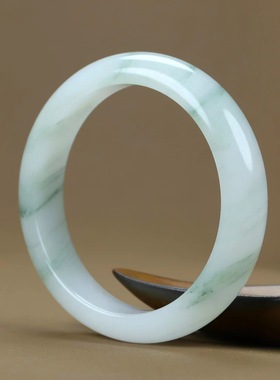 正品时尚新疆天山翠飘花玉手镯女玉石镯子送女友妈妈带证书多规格