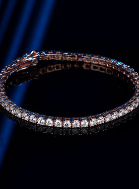 3mm网球手链女高碳钻满钻小众设计S925银简约超闪全钻跨境手饰品